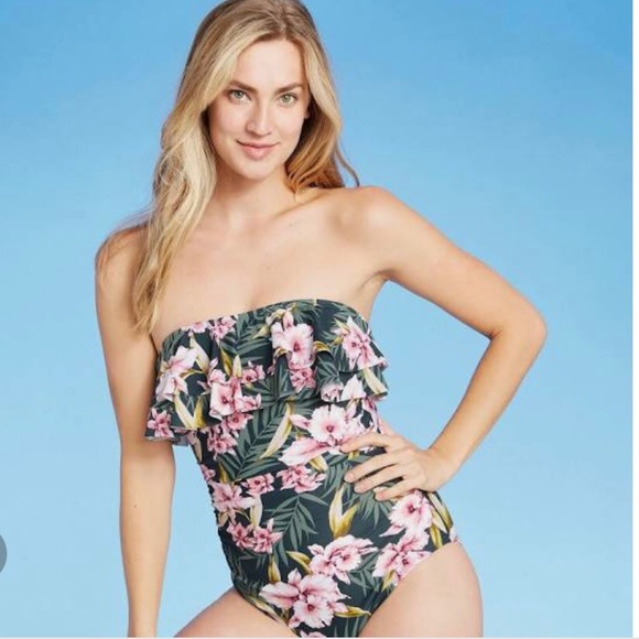 Kona Sol Bandeau Flounce High Coverage One Piece - Picture 3 of 12